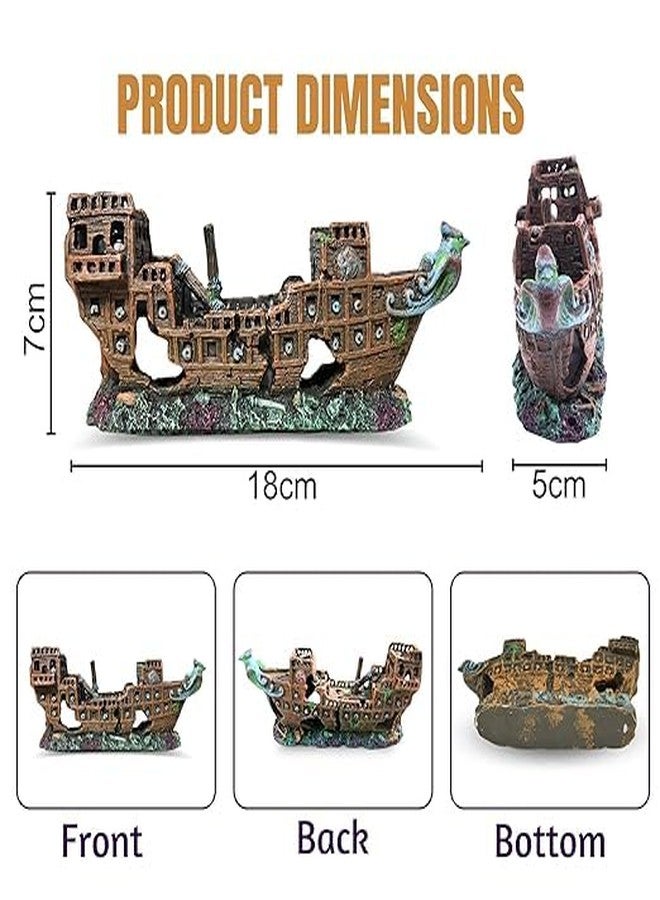 GIG BAZAAR-Aquarium Sunken Ship Decoration Ornaments, Underwater Landscape for Natural Looking in Fish tenk Accessories - Image 3