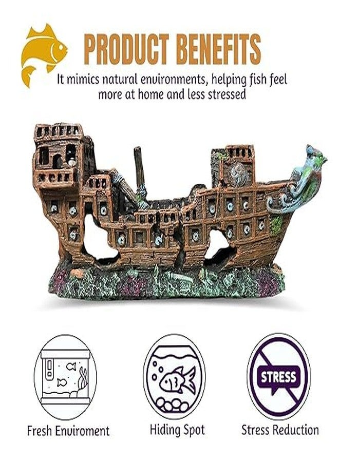 GIG BAZAAR-Aquarium Sunken Ship Decoration Ornaments, Underwater Landscape for Natural Looking in Fish tenk Accessories - Image 5