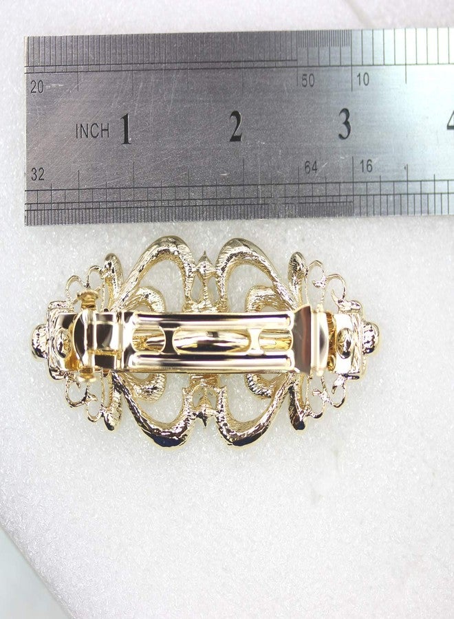 Faship Gorgeous Brown Yellow Crystal Floral Hair Barrette - Image 2