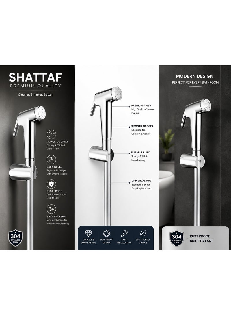 RONA Premium Acrylic Shattaf – High-Pressure Handheld Bidet Sprayer with Sleek Chrome Finish | Lightweight & Durable Personal Hygiene Solution - Image 1