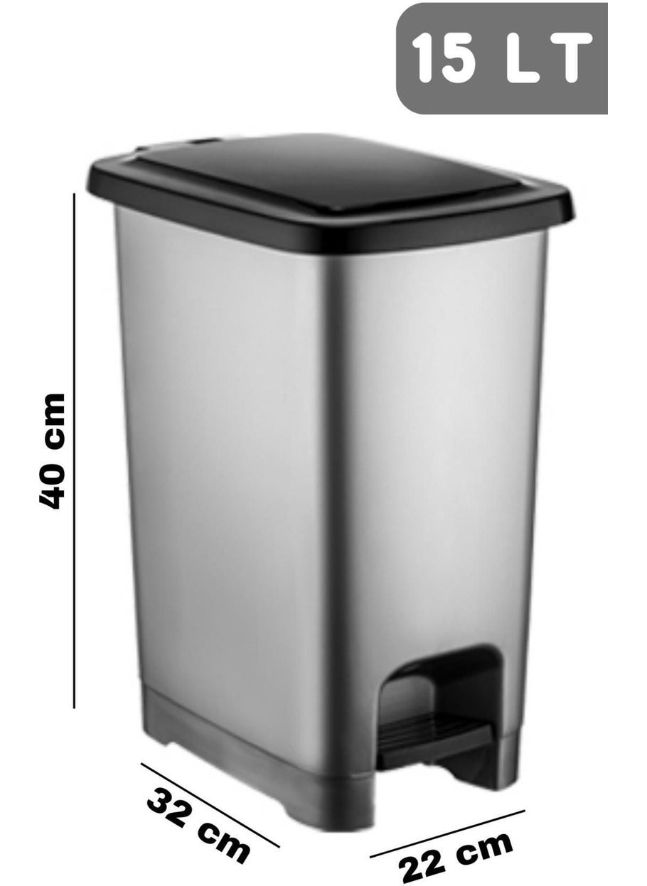Nandy Home 15 Lt Eco Slim Pedal Dustbin Anthracite  - Image 3