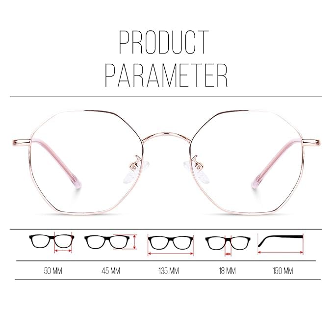 mashamart® Hexagon Shape Blue Cut Antiglare Computer Eyeglasses For Men And Women |Blue Light Filtering Glasses For Computer And Mobile Use |100% UV Protection | Gold & Silver (Rose Gold) - Image 3