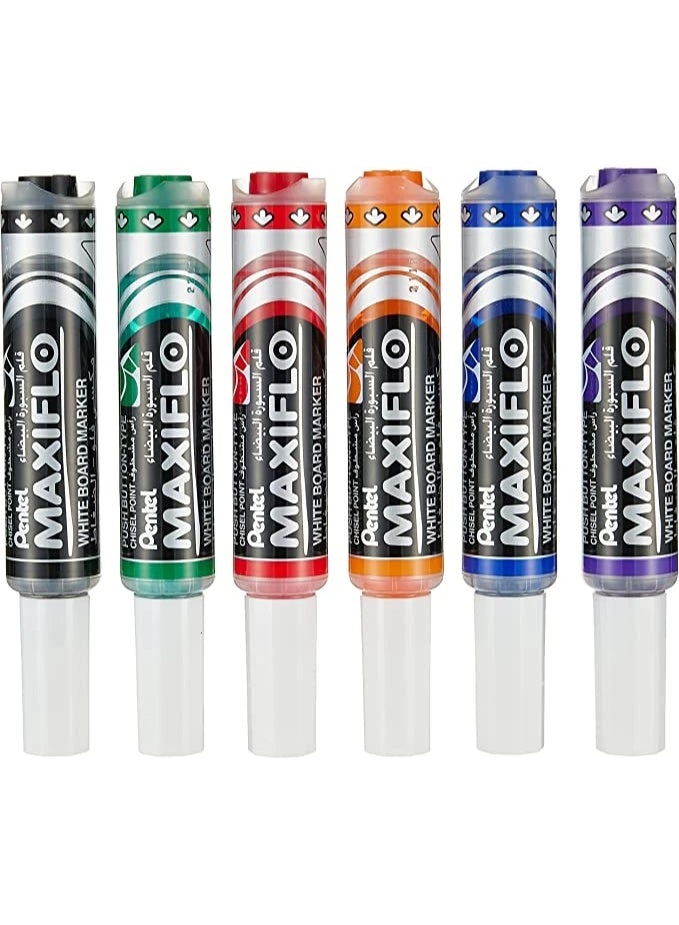 بنتل قلم ماكسيفلو للسبورة البيضاء بطرف مشطوف متعدد الألوان، 6 قطع - Image 2