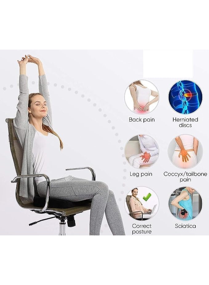 CAZADORA Premium Comfort Seat Cushion — Cazadora Orthopedic Memory Foam Coccyx Cushion for Tailbone & Lower Back Pain Relief, Ergonomic U-Shaped Comfort Seat Pad for Office Chairs, Car Seats, Wheelchairs, Gaming Chairs and Travel — Breathable Non-Slip Cover, Pressure-Relief Design to Reduce Sciatica, Hemorrhoid & Posture Discomfort, Portable Light-Weight Support (42×34×6 cm) — Ideal Gift for Drivers, Remote Workers, Students, Pregnant Women & Seniors — Durable High-Density Foam, Easy-Clean Removable Cover, Anti-Skid Base for Stable Seating, Improves Blood Circulation, Promotes Correct Spine Alignment, Relieves Prolonged Sitting Fatigue, Compatible with Most Chairs and Car Interiors — Black - Image 2