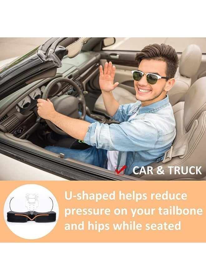 CAZADORA Premium Comfort Seat Cushion — Cazadora Orthopedic Memory Foam Coccyx Cushion for Tailbone & Lower Back Pain Relief, Ergonomic U-Shaped Comfort Seat Pad for Office Chairs, Car Seats, Wheelchairs, Gaming Chairs and Travel — Breathable Non-Slip Cover, Pressure-Relief Design to Reduce Sciatica, Hemorrhoid & Posture Discomfort, Portable Light-Weight Support (42×34×6 cm) — Ideal Gift for Drivers, Remote Workers, Students, Pregnant Women & Seniors — Durable High-Density Foam, Easy-Clean Removable Cover, Anti-Skid Base for Stable Seating, Improves Blood Circulation, Promotes Correct Spine Alignment, Relieves Prolonged Sitting Fatigue, Compatible with Most Chairs and Car Interiors — Black - Image 3