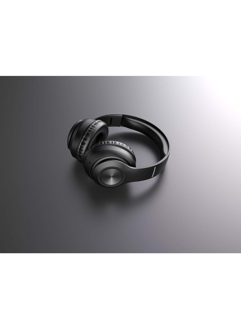 ريفرسونج سماعات رأس لاسلكية فوق الأذن بتصميم قابل للطي - صوت جهير عميق، وسائد أذن مريحة، عمر بطارية طويل، بلوتوث 5.0، راديو FM، بطاقة TF، صوت EQ - لون أسود - Image 3