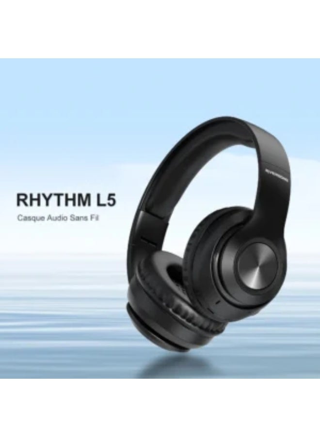 ريفرسونج سماعات رأس لاسلكية فوق الأذن بتصميم قابل للطي - صوت جهير عميق، وسائد أذن مريحة، عمر بطارية طويل، بلوتوث 5.0، راديو FM، بطاقة TF، صوت EQ - لون أسود - Image 5