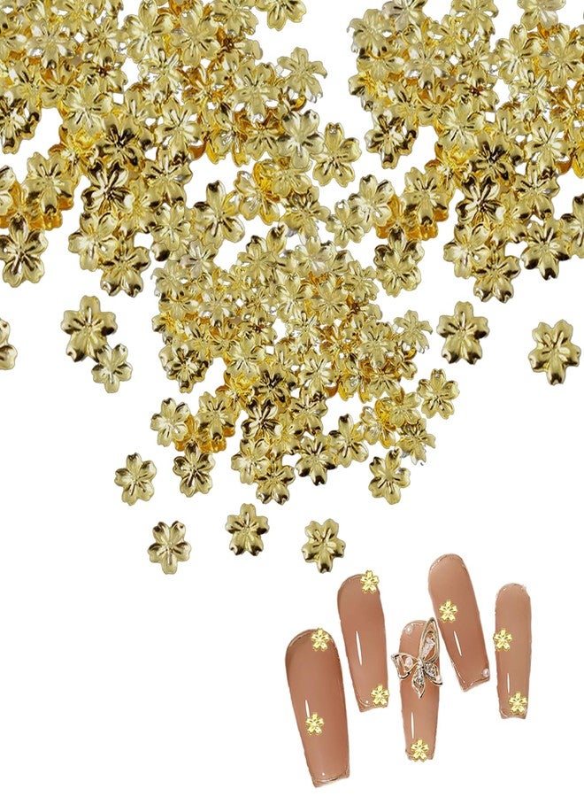 KGCGJVB 200Pcs Flower Charms for Nails Gold Mini Blossom Nail Charm Accessories with Minimalist Small Flowers and Gems Cute Nail Decorations for Women DIY Manicure Nail Art Designs - Image 1