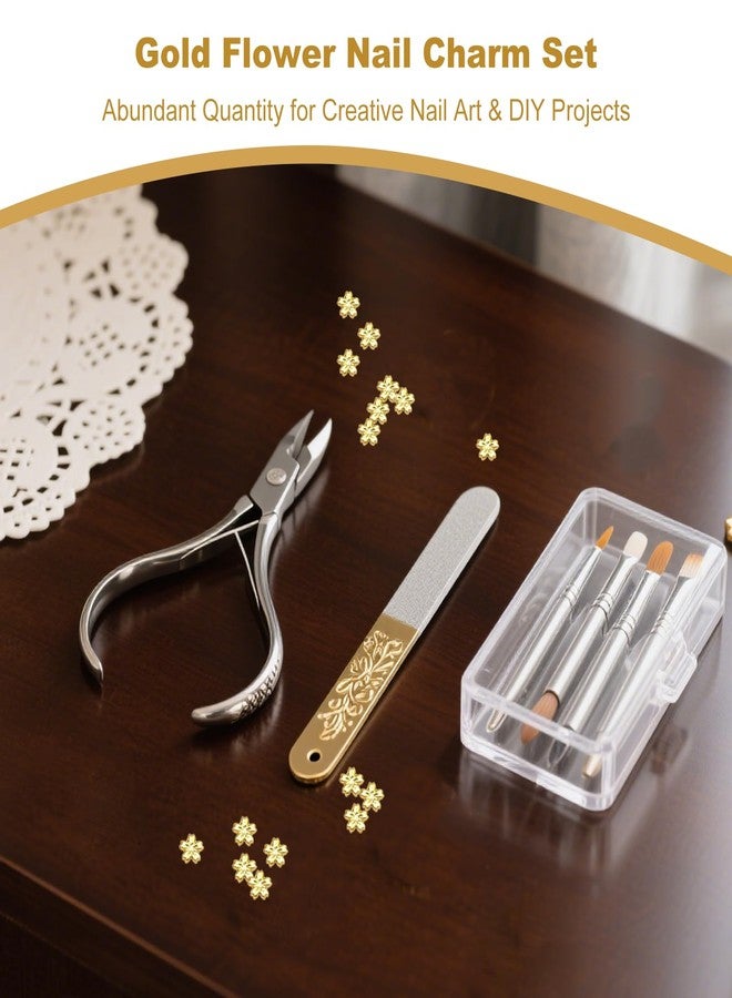 KGCGJVB 200Pcs Flower Charms for Nails Gold Mini Blossom Nail Charm Accessories with Minimalist Small Flowers and Gems Cute Nail Decorations for Women DIY Manicure Nail Art Designs - Image 2