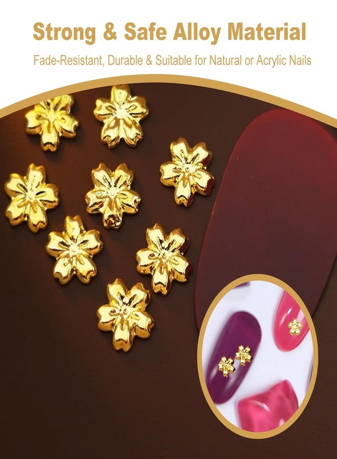 KGCGJVB 200Pcs Flower Charms for Nails Gold Mini Blossom Nail Charm Accessories with Minimalist Small Flowers and Gems Cute Nail Decorations for Women DIY Manicure Nail Art Designs - Image 3