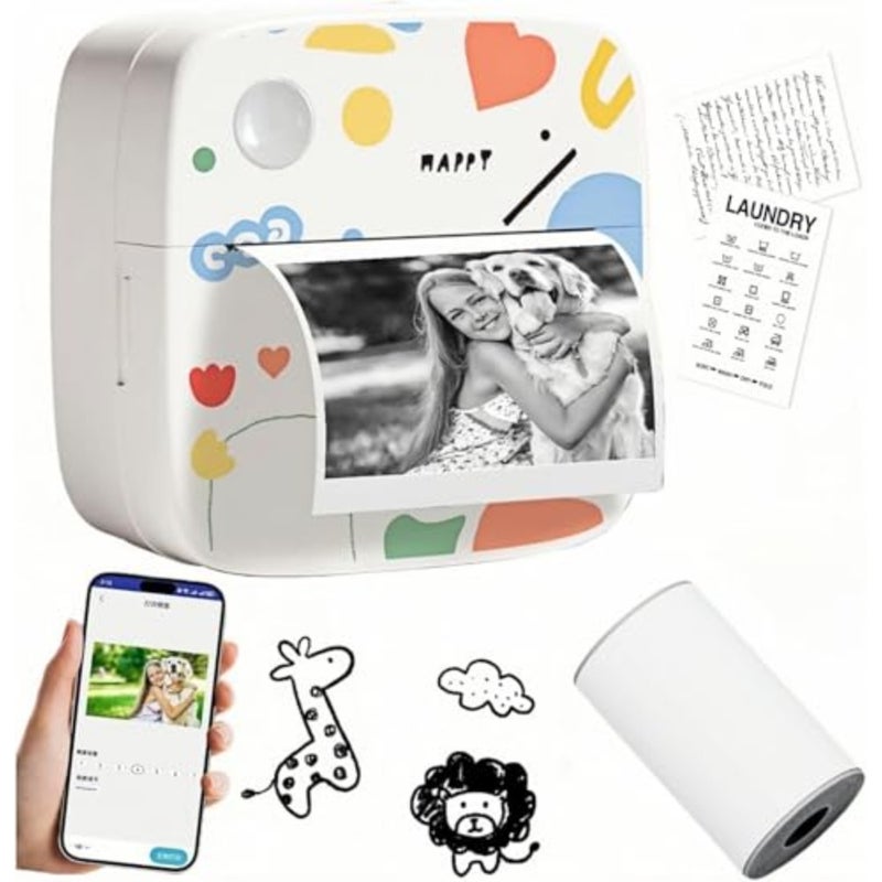 Portable sticker printer for creative kids DIY, thermal paper rolls, Bluetooth inkless printing, pocket-sized label maker in pastel blue with durable ABS plastic body - Image 1
