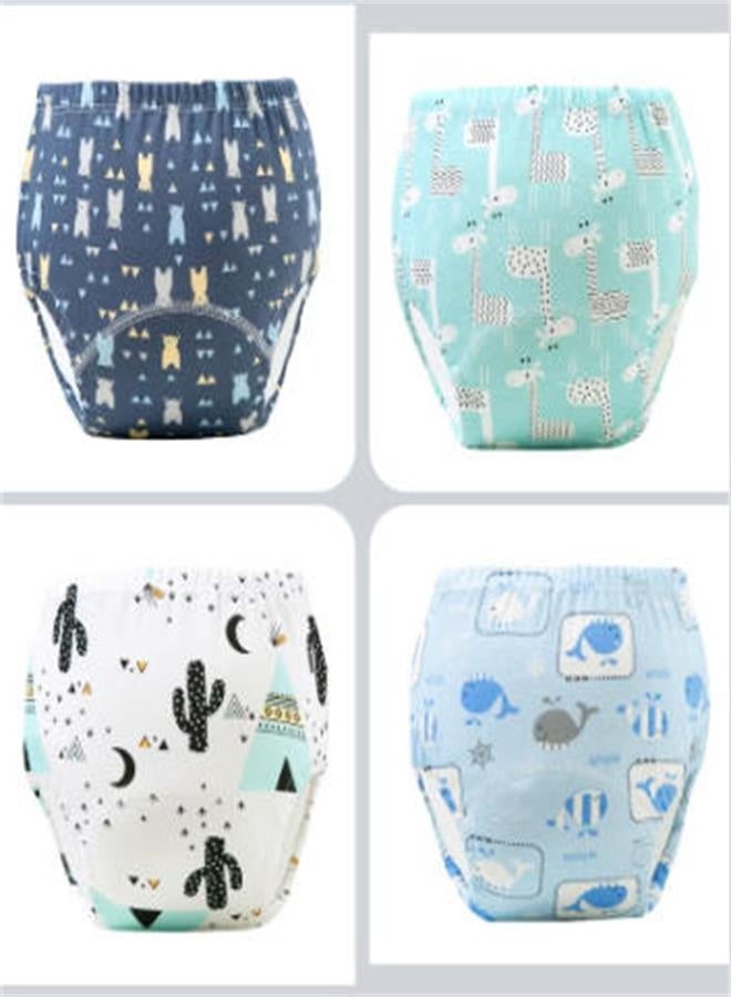 Baby potty training underwear for boys and girls, 4 packs of absorbent training pants, printed reusable cotton toilet training pants - Image 1