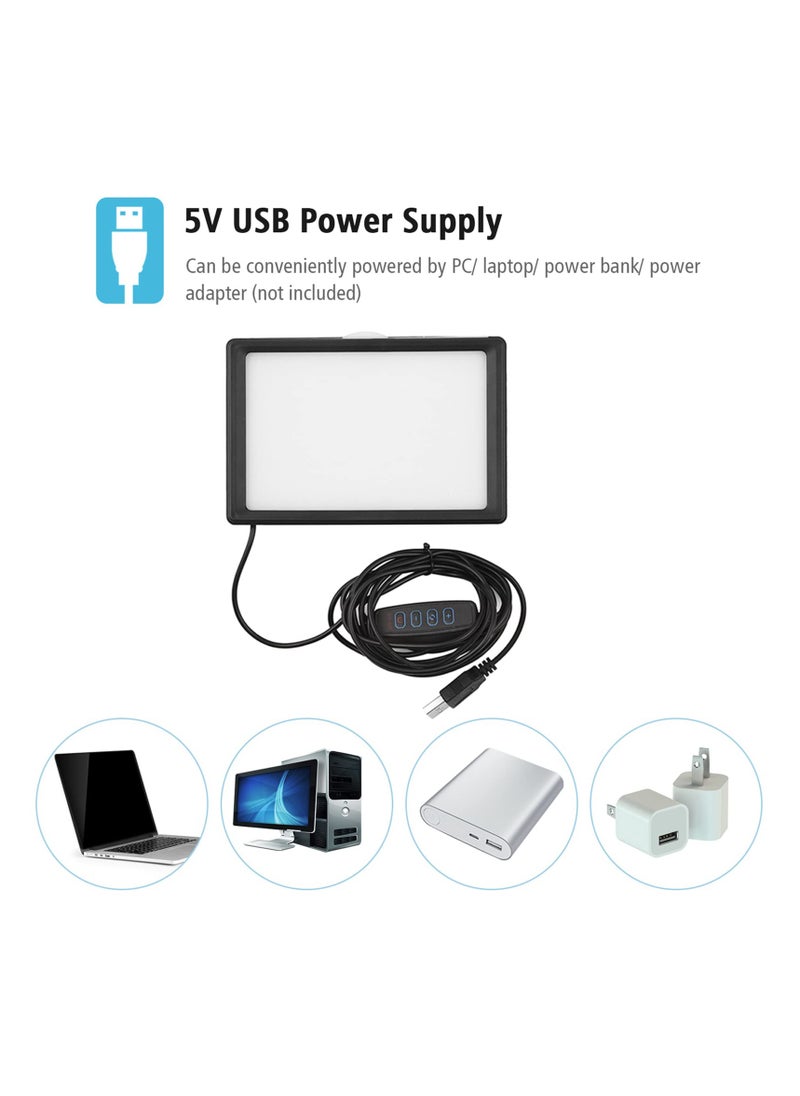 شو وو 2 حزمة USB LED فيديو ضوء 3200K-5600K عكس الضوء مع 2 حوامل طاولة، 2 محولات رأس كروية، 10 مرشحات ألوان (أحمر/أصفر/أزرق/أخضر/أبيض) لإضاءة مؤتمرات الفيديو المباشرة  - Image 4