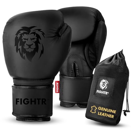 FIGHTR® Pro Boxing Gloves Made of Genuine Leather | Men and Women | for Boxing, MMA, Muay Thai, Kickboxing & Martial Arts 10 12 14 16 oz | incl. Carrying Bag - Image 1