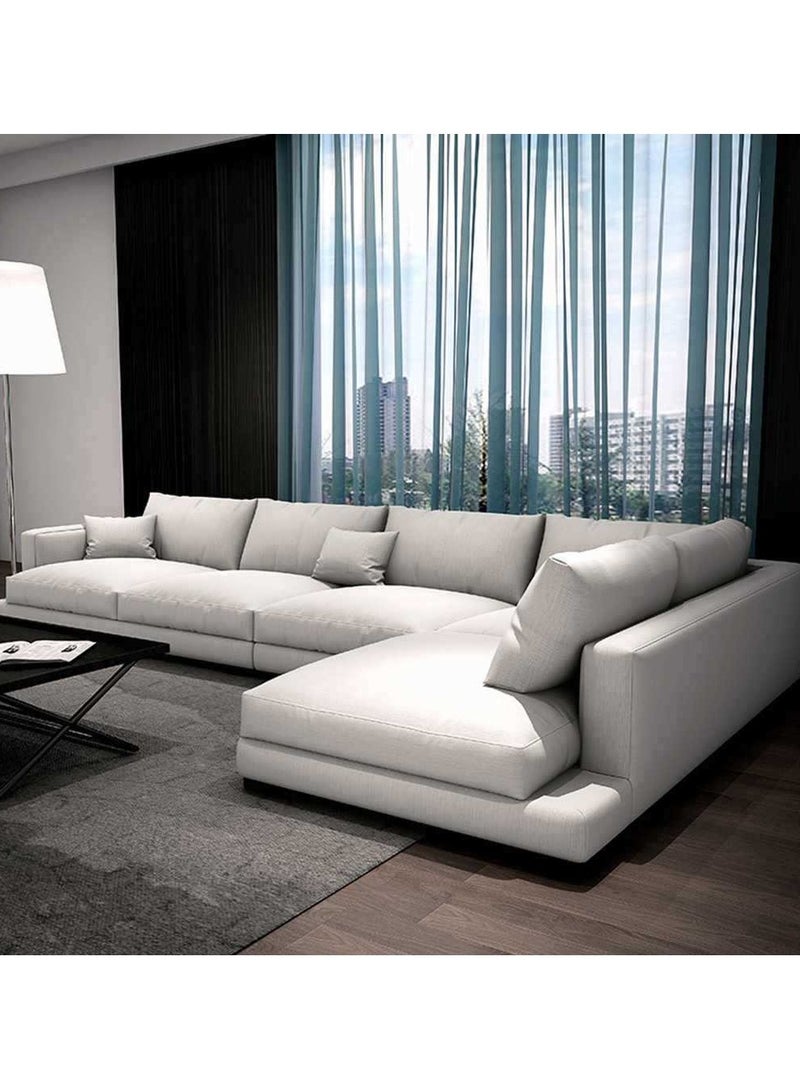 Betak Swedish wood and linen corner sofa - white - Image 1