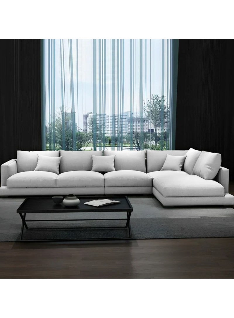Betak Swedish wood and linen corner sofa - white - Image 2