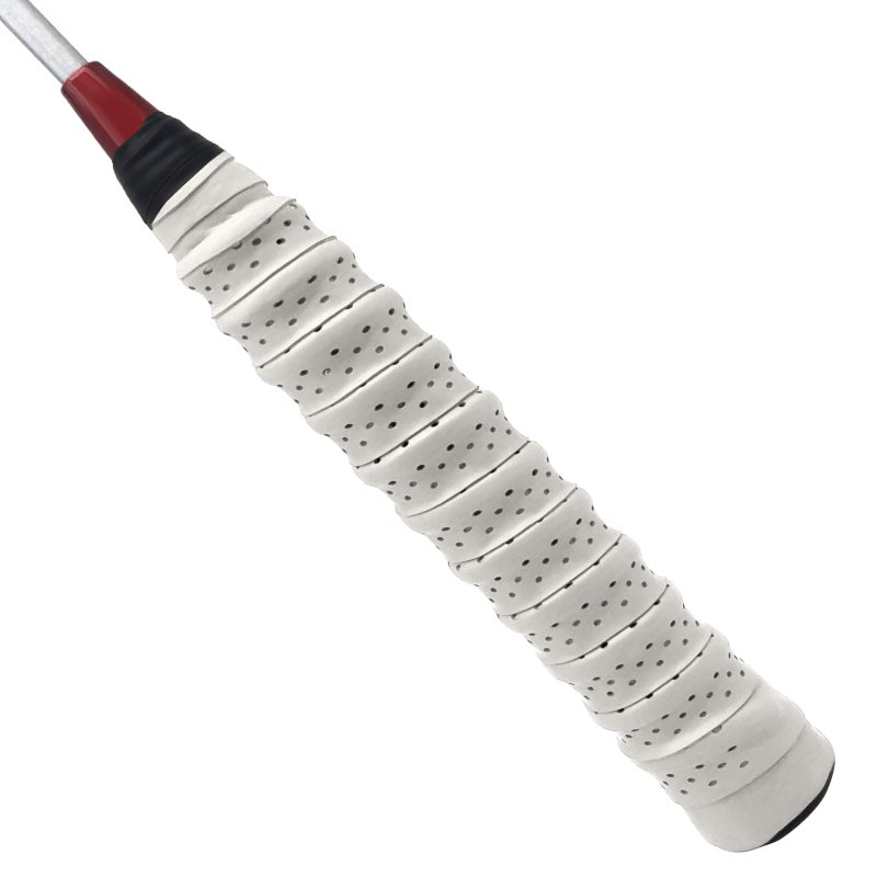 Badminton Overgrip: White 1pcs Reinforced PU Material Tear-resistant Durable - EVA Ridges Thickened For Comfort Shock Absorption Racket Grip Tape With Ventilated Sweat-absorbent Holes For Badminton Te - Image 1