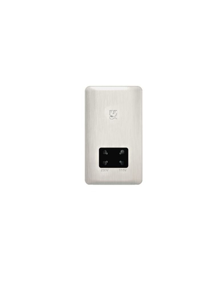 Schneider Electric Lisse Shaver Socket 2 Gang 115/230V Stainless Steel with Black Interior - Image 3