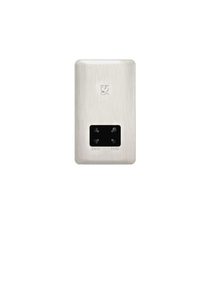 Schneider Electric Lisse Shaver Socket 2 Gang 115/230V Stainless Steel with Black Interior - Image 1
