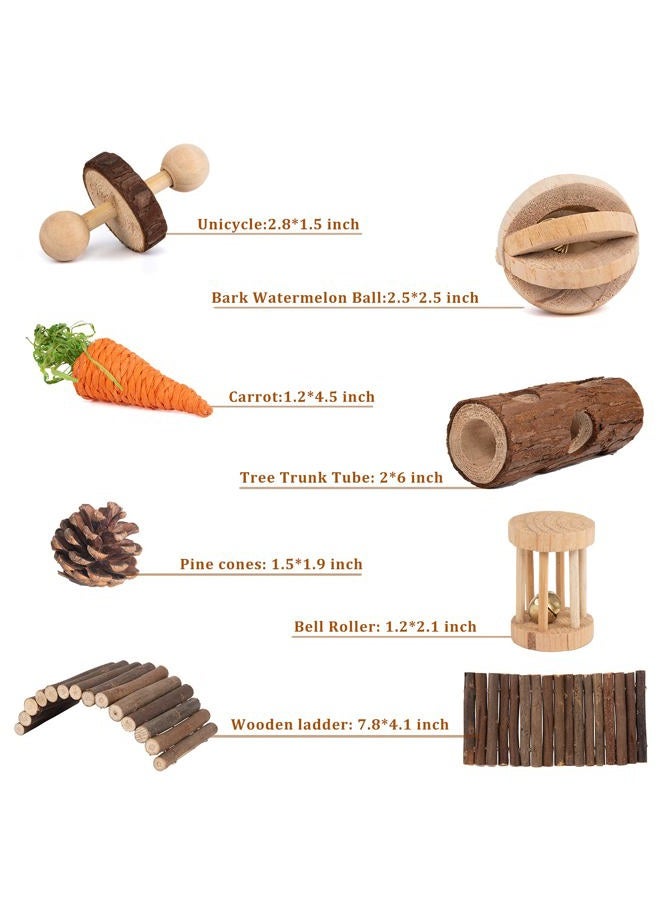 Sofier Hamster Toys: Natural Wooden Accessories for Hamsters, Rats, Guinea Pigs & More - 8 Modes of Chew Toys & Bridges - Image 2