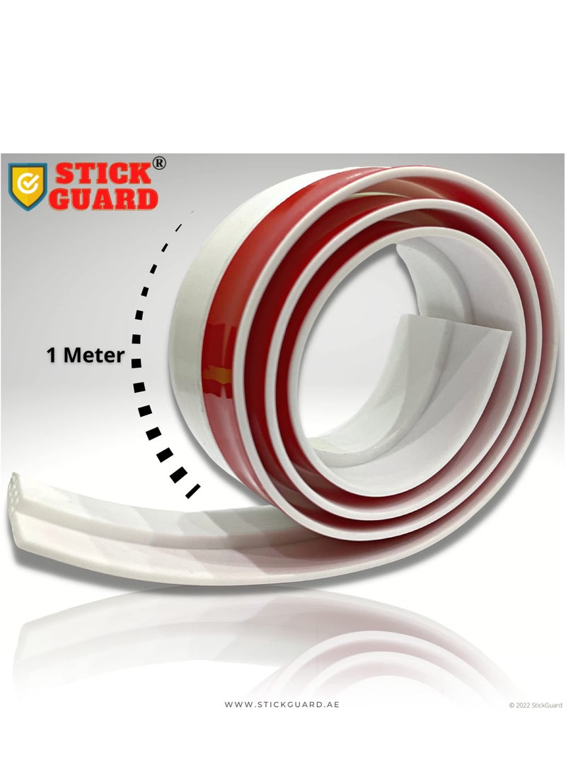 StickGuard Door Seal Strip for Blocking Bugs, Air, Dust - Self Adhesive, Silicone Door Draft Stoppers for Bottom of Door - Soundproof, Weather Stripping - Under the Door Draft Guard - 1 Meter (White) - Image 2
