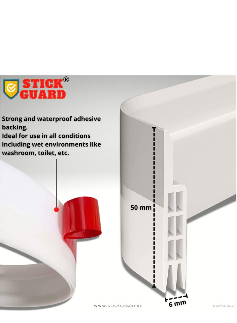 StickGuard Door Seal Strip for Blocking Bugs, Air, Dust - Self Adhesive, Silicone Door Draft Stoppers for Bottom of Door - Soundproof, Weather Stripping - Under the Door Draft Guard - 1 Meter (White) - Image 5
