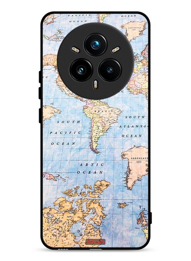 Tolwak Realme 14 Pro Plus 5G Protective Case Cover World Map