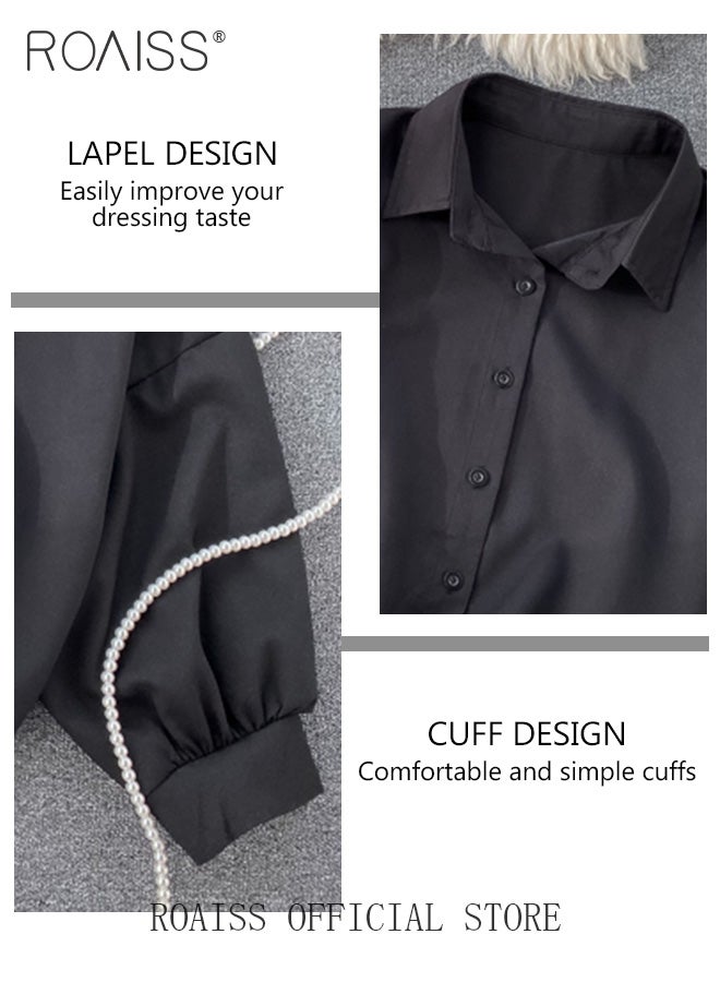 رويس بدلة نسائية كاجوال مكونة من قطعتين ورقبة على شكل طية صدر السترة وبذلة ذات ثنيات واسعة الساق بلون الحلوى وتصميم خصر مطابق مثالي للارتداء اليومي أثناء التنقل - Image 5