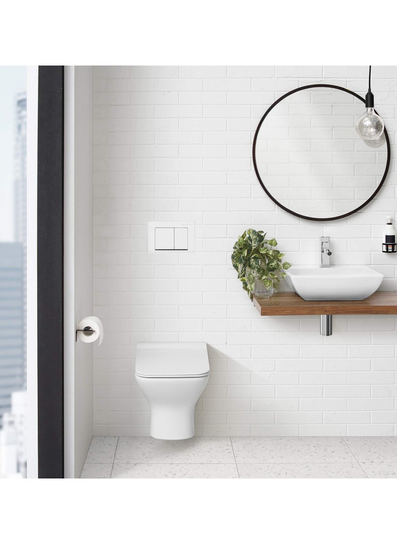 Swiss Madison Swiss Madison Well Made Forever White SM-WC002W Wall Mount Dual Flush Actuator Plate with Square Push Buttons  - Image 2