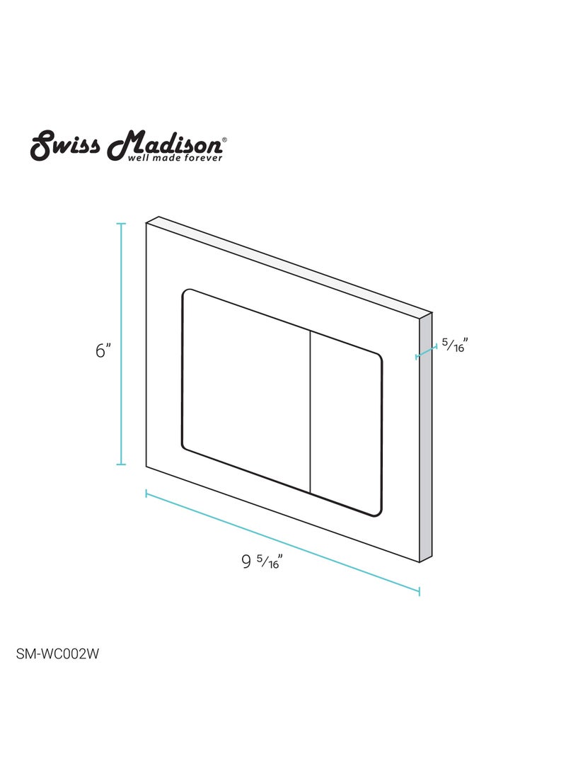 Swiss Madison Swiss Madison Well Made Forever White SM-WC002W Wall Mount Dual Flush Actuator Plate with Square Push Buttons  - Image 5