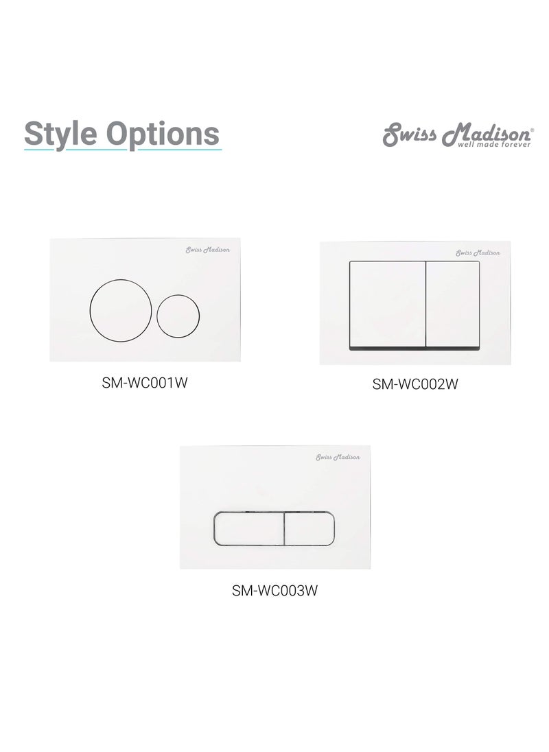 Swiss Madison Swiss Madison Well Made Forever White SM-WC002W Wall Mount Dual Flush Actuator Plate with Square Push Buttons  - Image 4