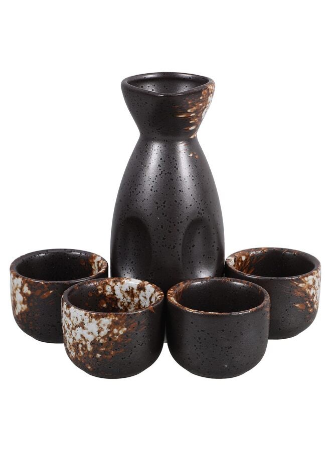 5 PCS Japanese Sake Set, 1 Tokkuri Bottle & 4 Ochoko Cups, Spring Blossoms Ceramic Sake Set For Serving Hot Or Cold Sake At Home Or At A Restaurant - Image 1