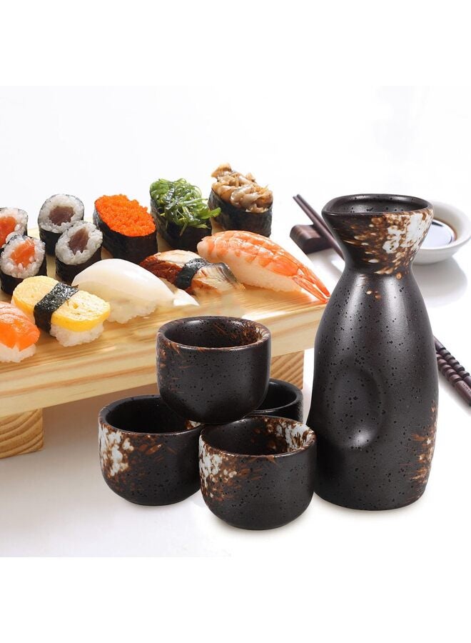 5 PCS Japanese Sake Set, 1 Tokkuri Bottle & 4 Ochoko Cups, Spring Blossoms Ceramic Sake Set For Serving Hot Or Cold Sake At Home Or At A Restaurant - Image 3