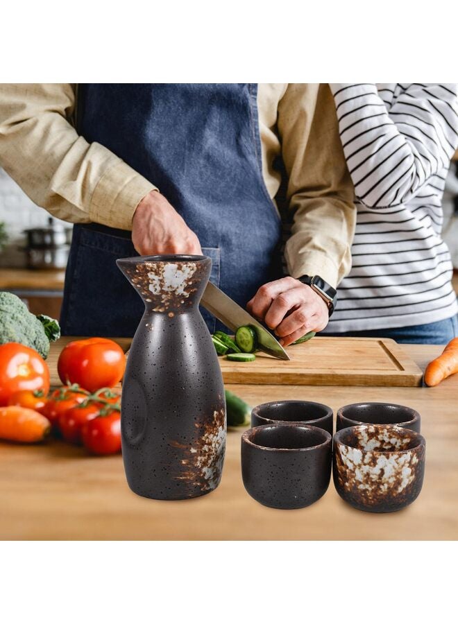 5 PCS Japanese Sake Set, 1 Tokkuri Bottle & 4 Ochoko Cups, Spring Blossoms Ceramic Sake Set For Serving Hot Or Cold Sake At Home Or At A Restaurant - Image 5