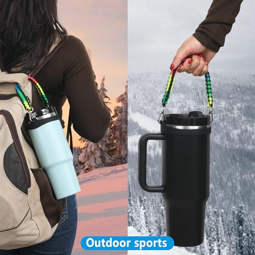 Wongeto Water Bottle Handle Strap - Compatible with Stanley Water Bottle - Paracord Handle for Stanley Cup Accessories(Rainbow) - Image 5