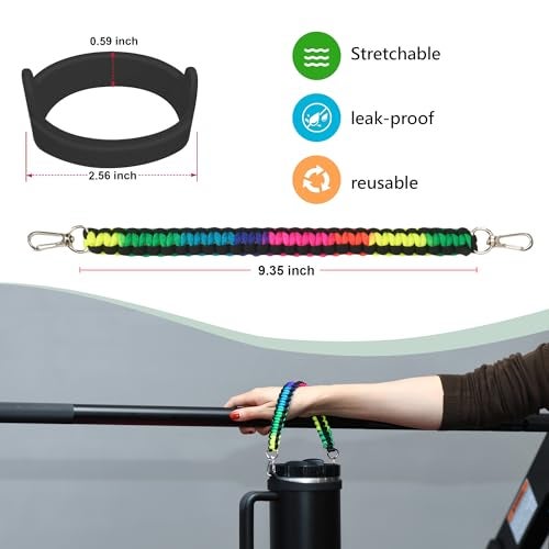 Wongeto Water Bottle Handle Strap - Compatible with Stanley Water Bottle - Paracord Handle for Stanley Cup Accessories(Rainbow) - Image 3