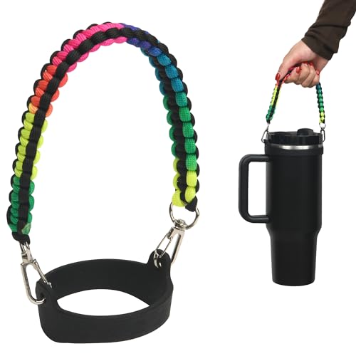 Wongeto Water Bottle Handle Strap - Compatible with Stanley Water Bottle - Paracord Handle for Stanley Cup Accessories(Rainbow) - Image 1