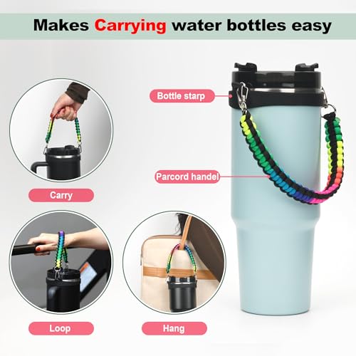 Wongeto Water Bottle Handle Strap - Compatible with Stanley Water Bottle - Paracord Handle for Stanley Cup Accessories(Rainbow) - Image 2