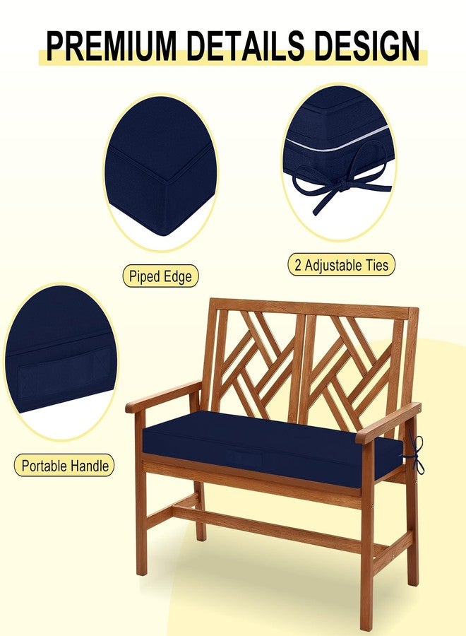 downluxe Outdoor Bench Cushion Waterproof, 48 x 18 Inch Patio Furniture Cushions with Adjustable Ties & Portable Handle, Porch Swing Cushions, Bench Cushions for Outdoor Furniture, Navy - Image 4
