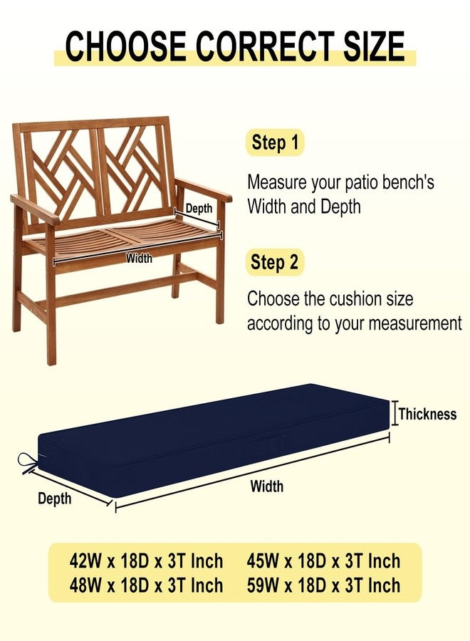 downluxe Outdoor Bench Cushion Waterproof, 48 x 18 Inch Patio Furniture Cushions with Adjustable Ties & Portable Handle, Porch Swing Cushions, Bench Cushions for Outdoor Furniture, Navy - Image 5