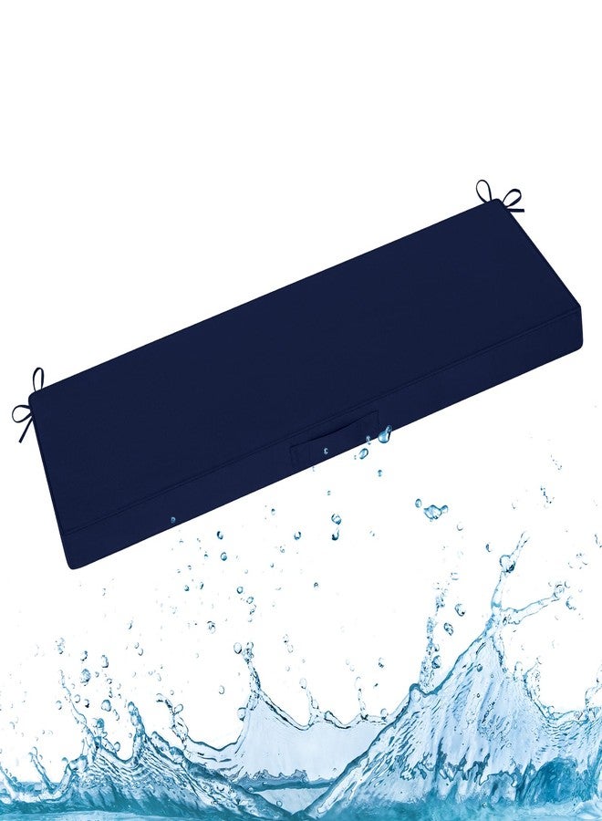 downluxe Outdoor Bench Cushion Waterproof, 48 x 18 Inch Patio Furniture Cushions with Adjustable Ties & Portable Handle, Porch Swing Cushions, Bench Cushions for Outdoor Furniture, Navy - Image 1