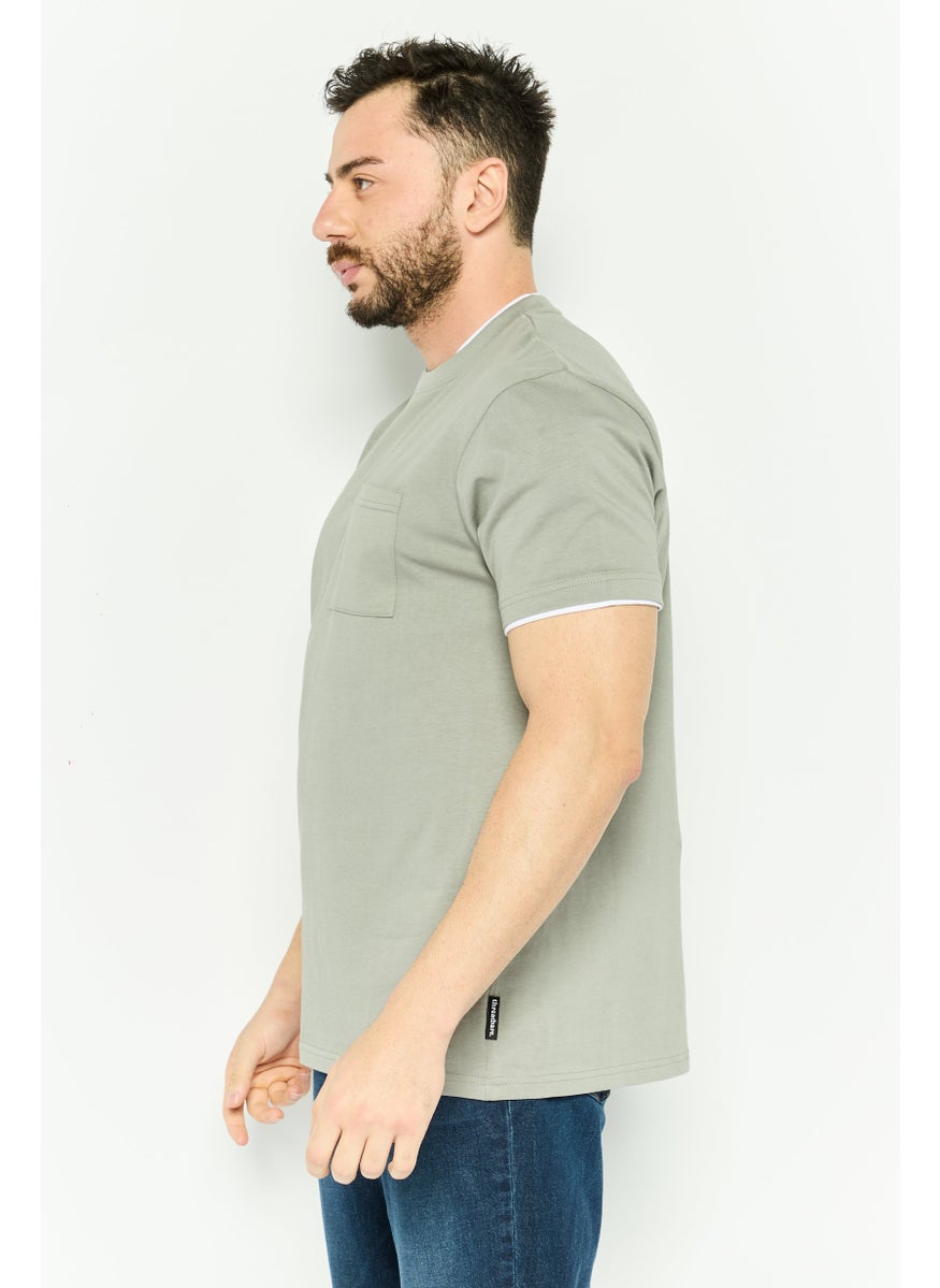 Threadbare Men Crew Neck Short Sleeve Solid T Shirt, Grey  - Image 3
