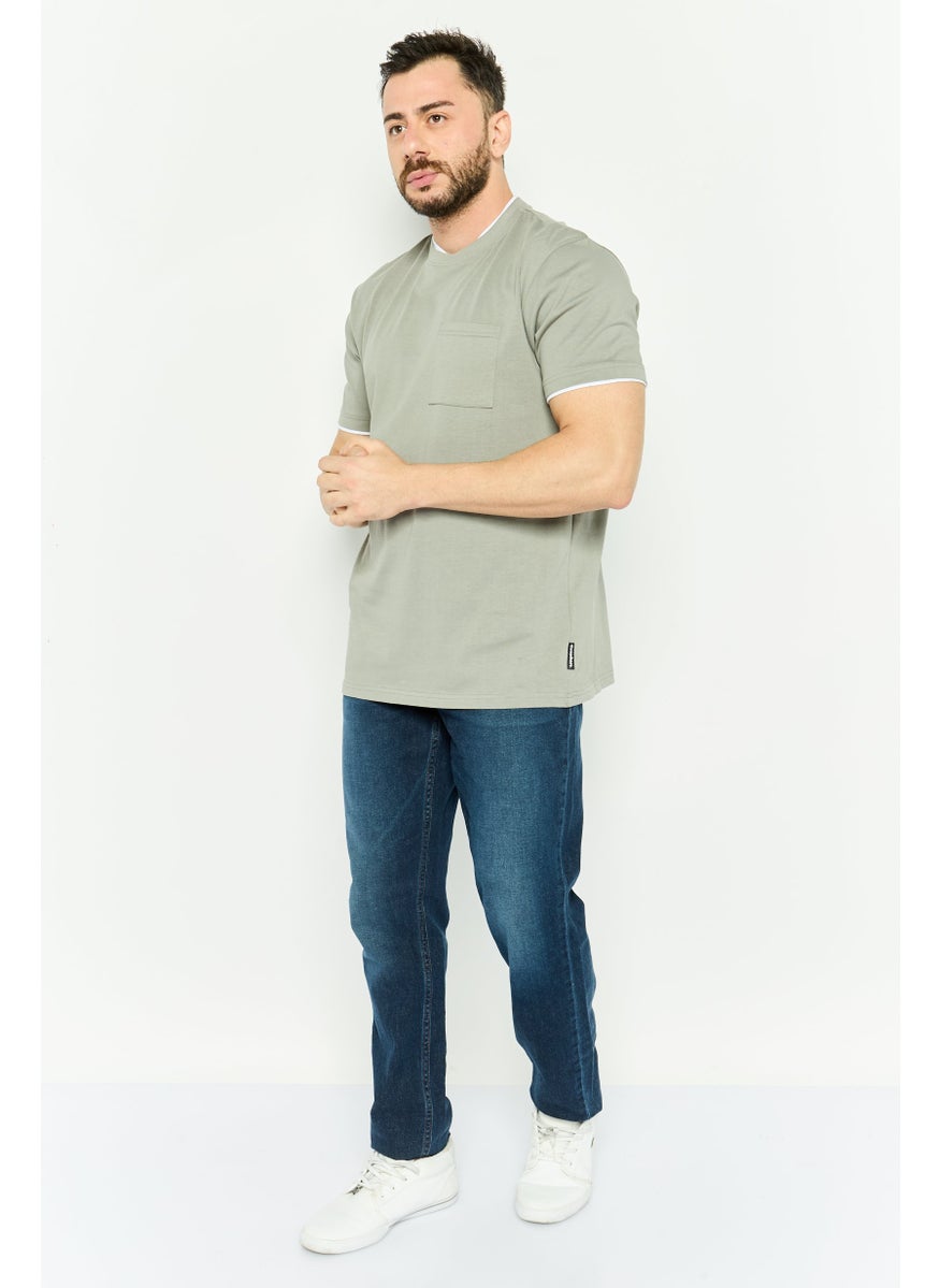 Threadbare Men Crew Neck Short Sleeve Solid T Shirt, Grey  - Image 2