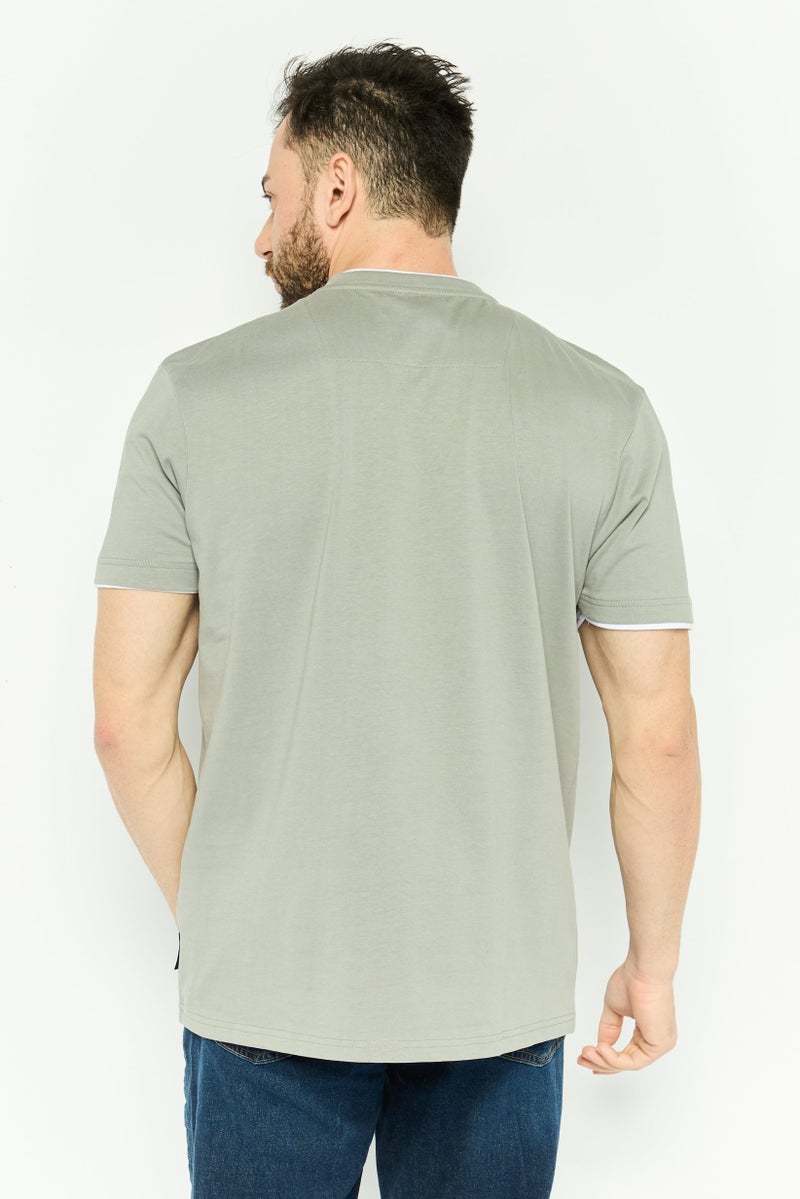 Threadbare Men Crew Neck Short Sleeve Solid T Shirt, Grey  - Image 4