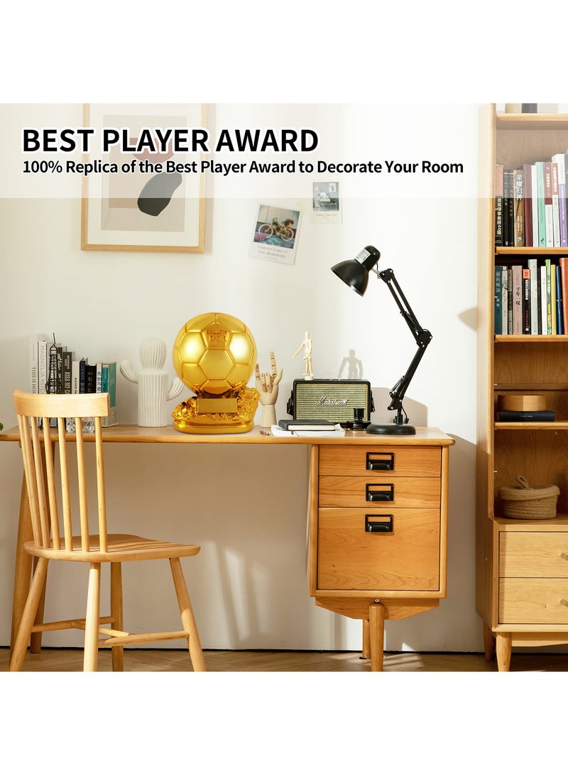 نسخة طبق الأصل من كأس الكرة الذهبية لكرة القدم من الراتينج مع عملية الطلاء الكهربائي لتزيين المكاتب وهدايا المشجعين وهدايا أعياد الميلاد - Image 4