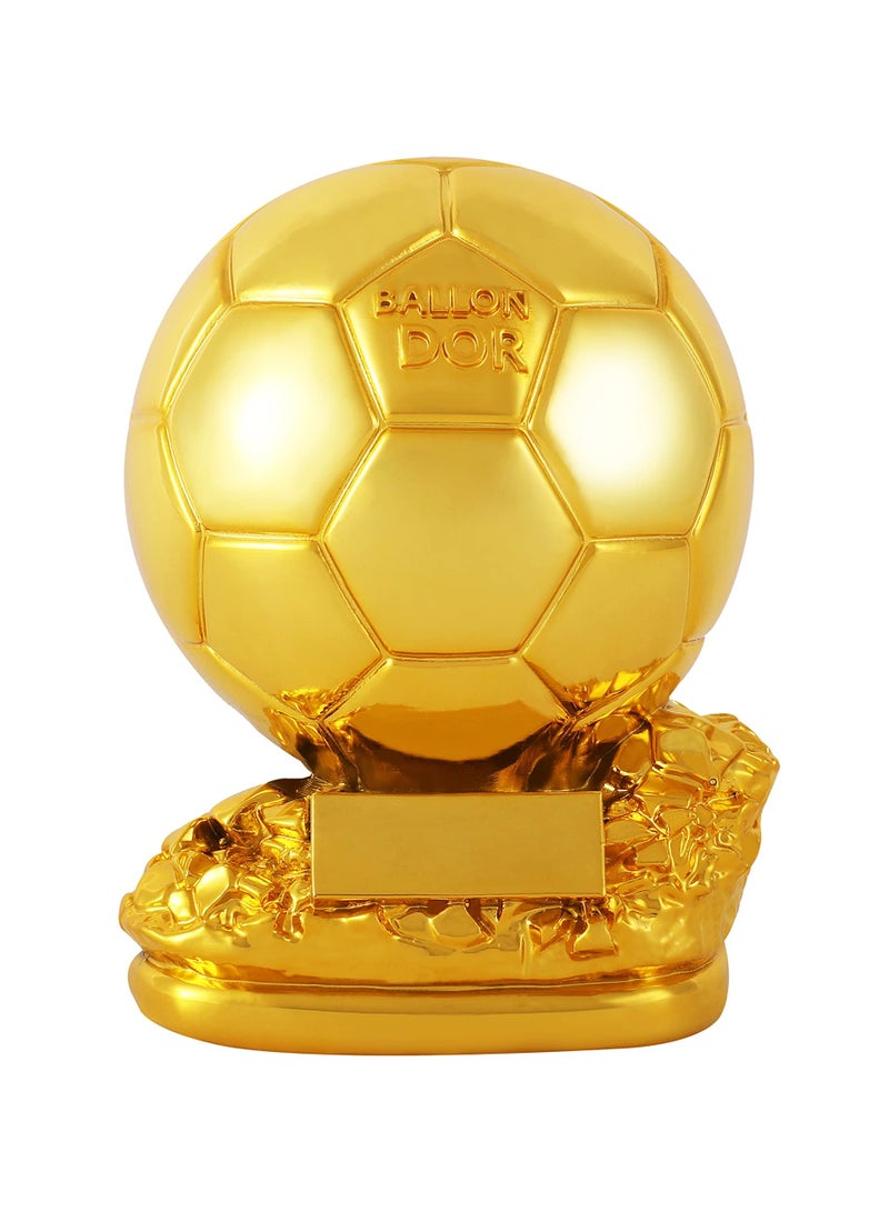 نسخة طبق الأصل من كأس الكرة الذهبية لكرة القدم من الراتينج مع عملية الطلاء الكهربائي لتزيين المكاتب وهدايا المشجعين وهدايا أعياد الميلاد - Image 1