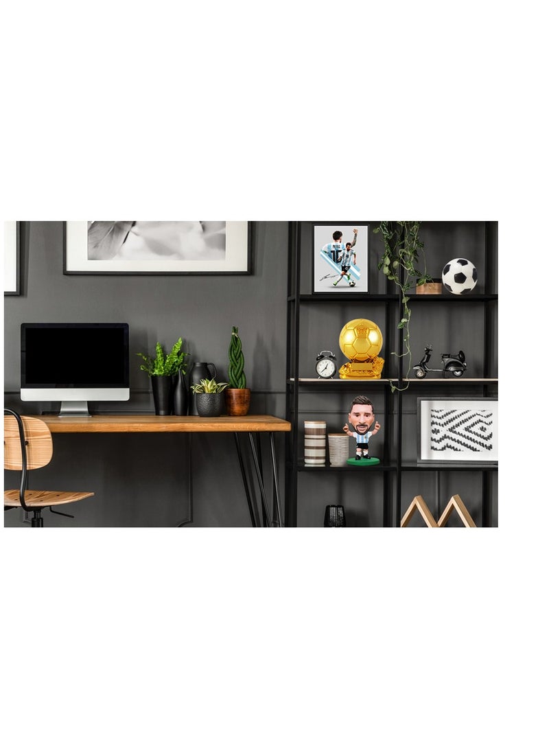 نسخة طبق الأصل من كأس الكرة الذهبية لكرة القدم من الراتينج مع عملية الطلاء الكهربائي لتزيين المكاتب وهدايا المشجعين وهدايا أعياد الميلاد - Image 3