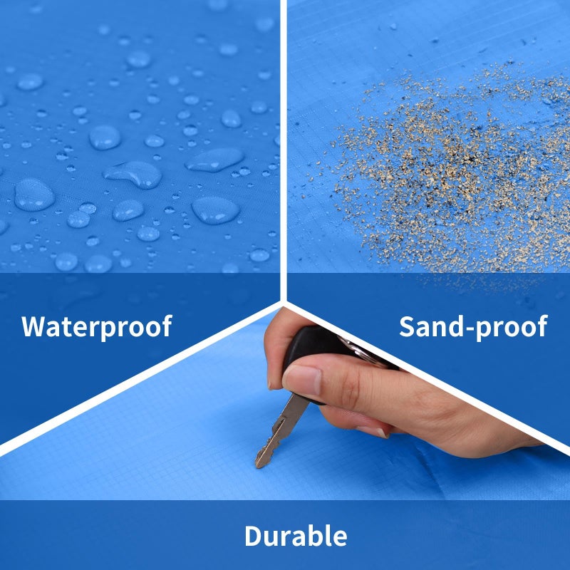 Frelaxy Pocket Picnic Blanket, Waterproof Sandproof Beach Mat, Compact Camping Tarp for Festivals, Hiking, Travel, Outdoor Recreation (Blue, 57'' x 71'') - Image 4