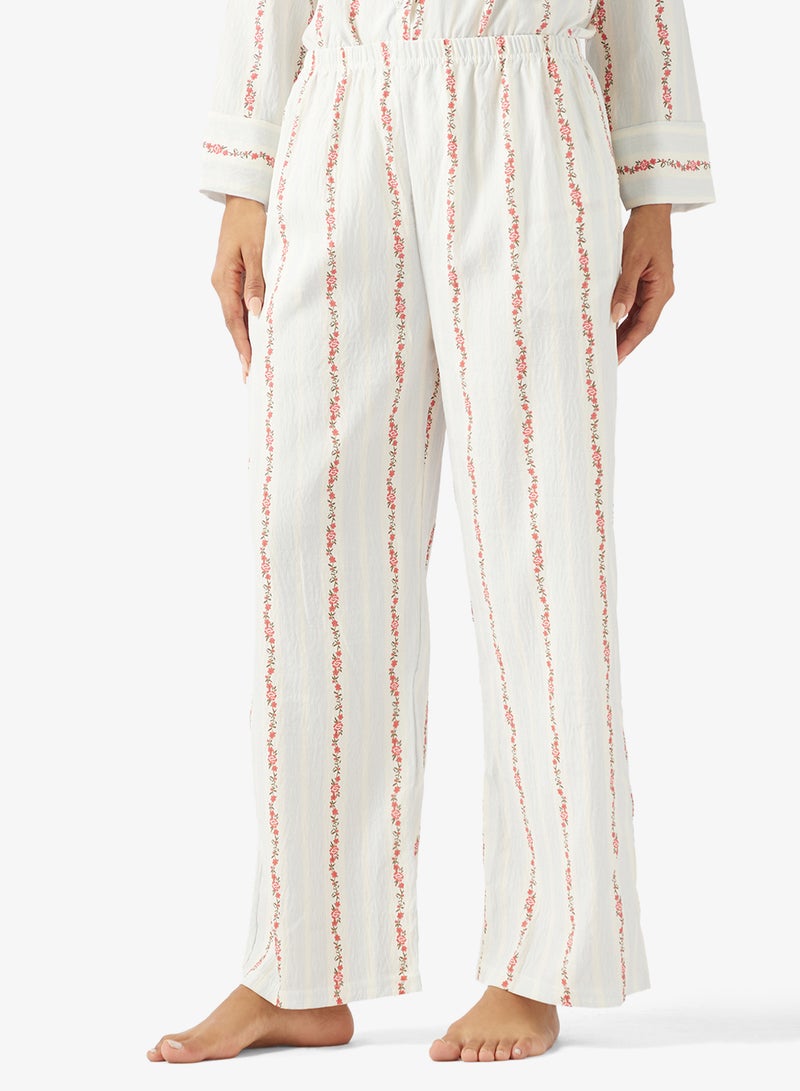 Ginger Floral Stripe Button Up Shirt & Pyjama Set - Image 4