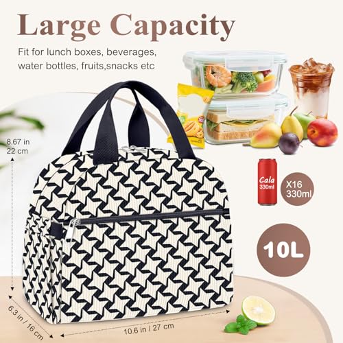 KUBYA Lunch Bag Lunch Box for Women, Cute Corduroy Insulated Reusable Work Leakproof Simple Adults Large Lunch Boxes Tote Bag Men Cooler Bag - Image 5